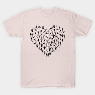 Yoga Lover Yoga Poses Heart Design T-Shirt